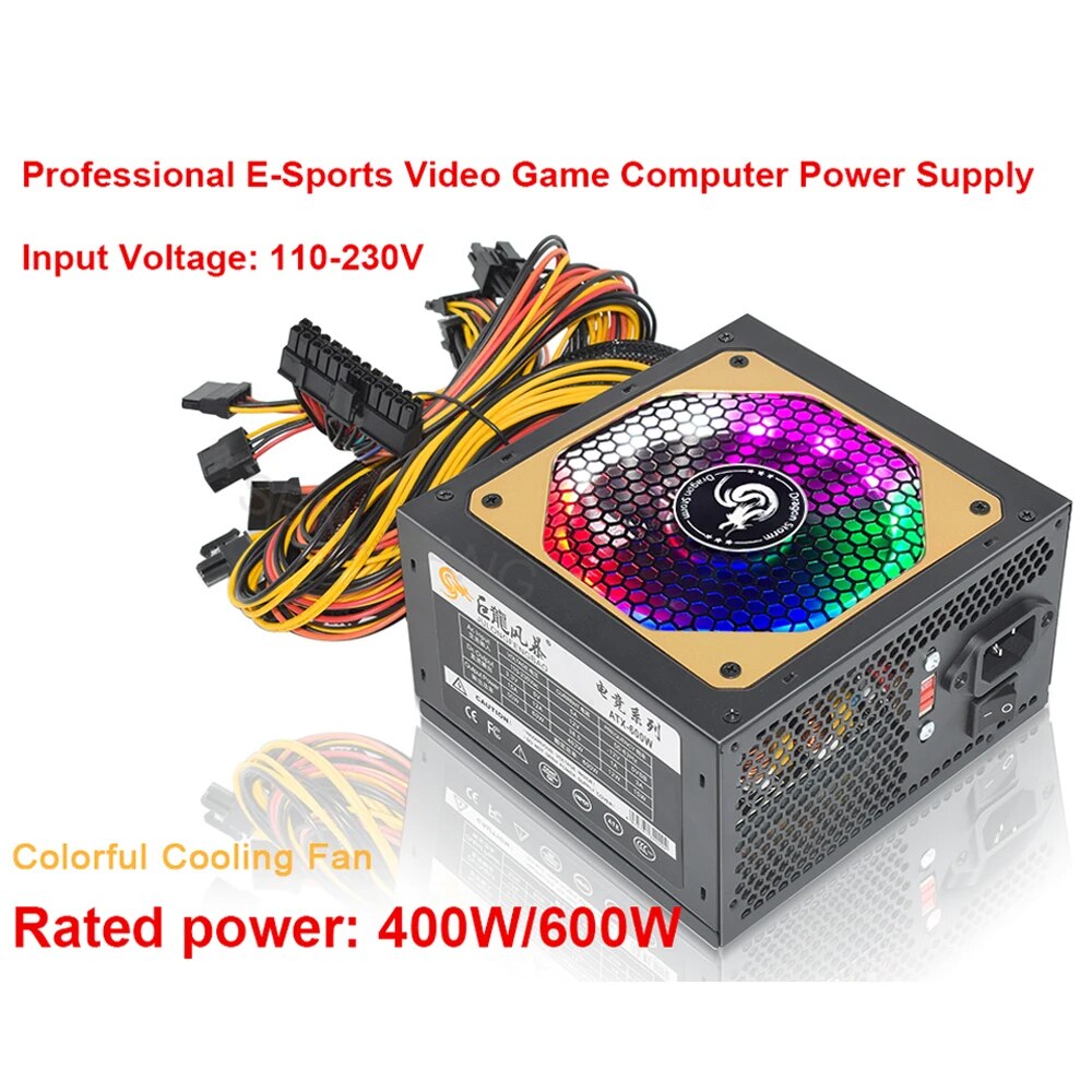 ATX 400W 600W 110-230V RGB 12V - Power Supply 650W reseña y precio